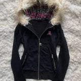 Gothic Punk Skull Fur Hoodie
