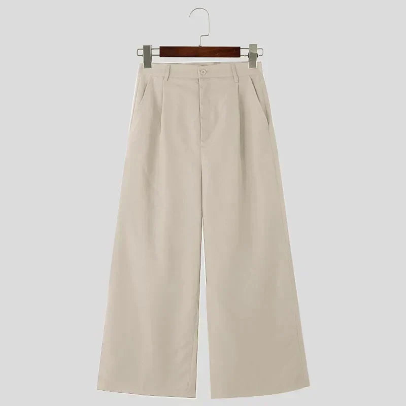 Basic Solid Color Korean Wide Leg Pants