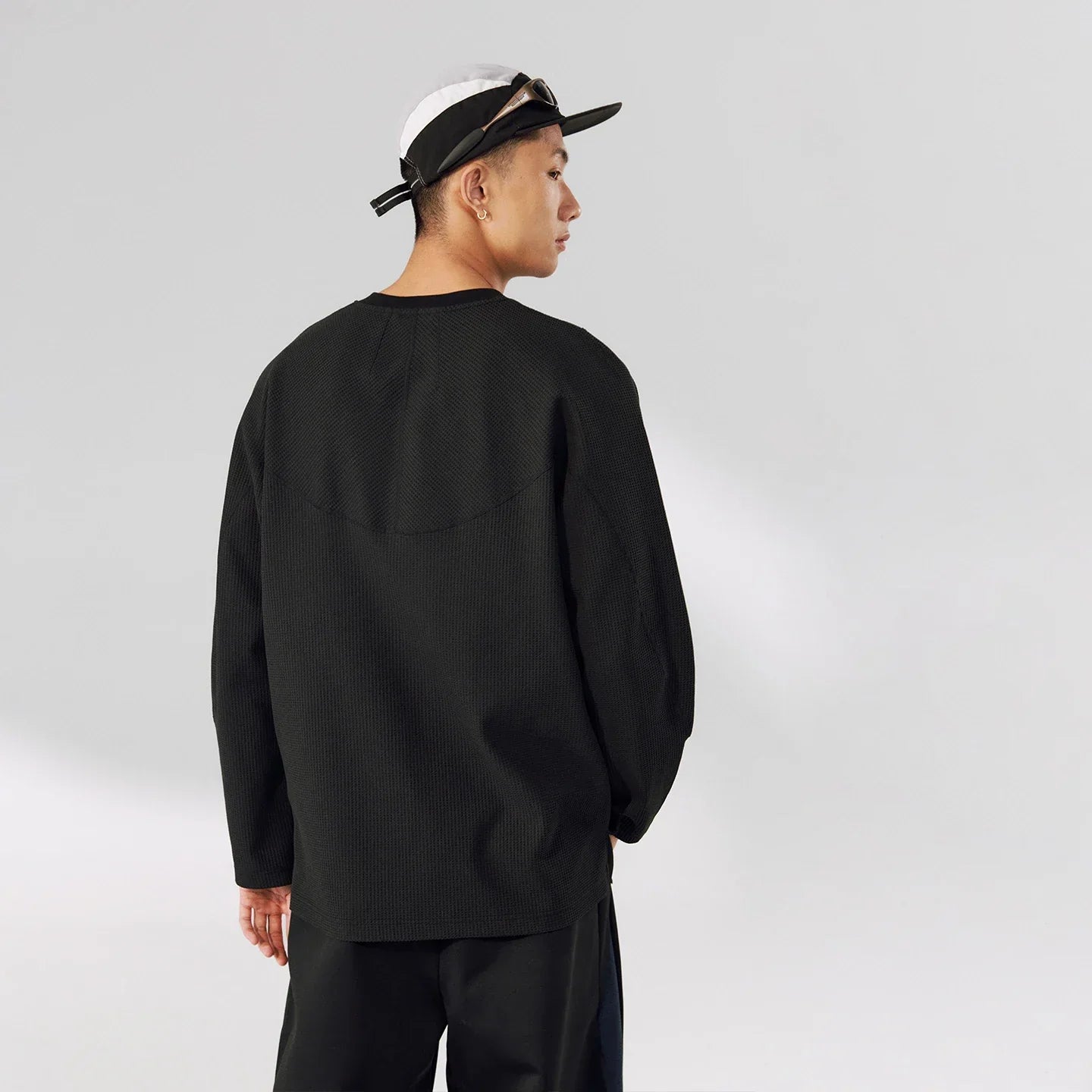 Schnelltrocknendes Stretch-Waffelstrick-Sweatshirt