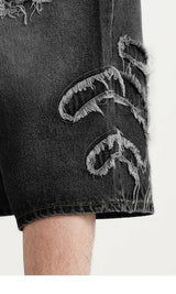 Vintage Patchwork Distressed Denim Cropped Jeans