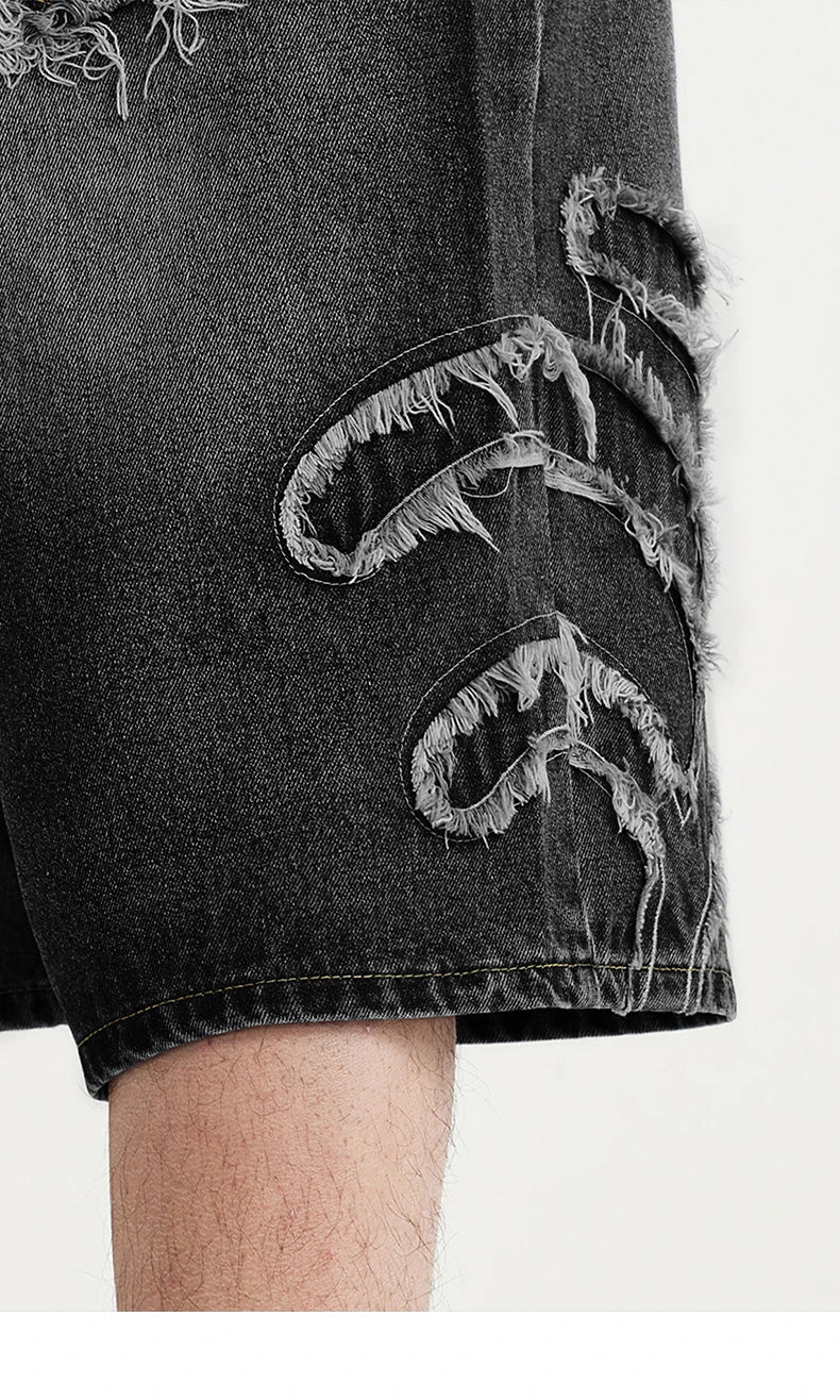 Vintage Patchwork Distressed Denim Cropped Jeans