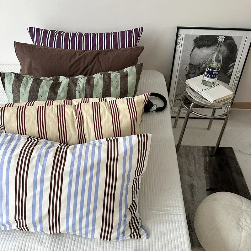 Cotton Colorful Stripe Pillow Case