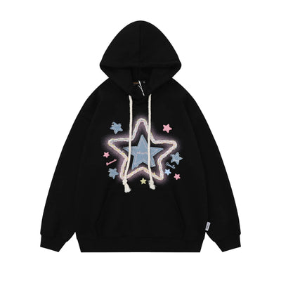 Gemütlicher Oversize-Fleece-Hoodie mit Sternenaufnähern