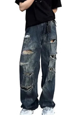 Dark Blue Ripped Distressed Jeans
