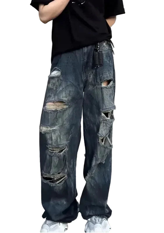 Dark Blue Ripped Distressed Jeans
