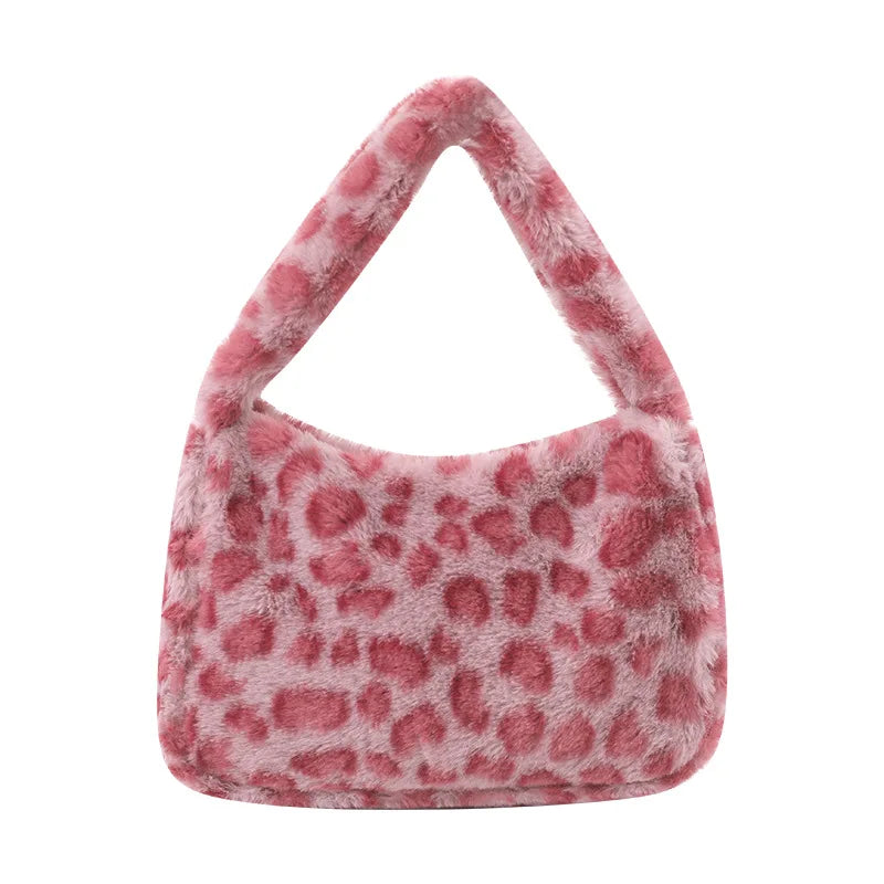Fuzzy Fleece Leopard Bag