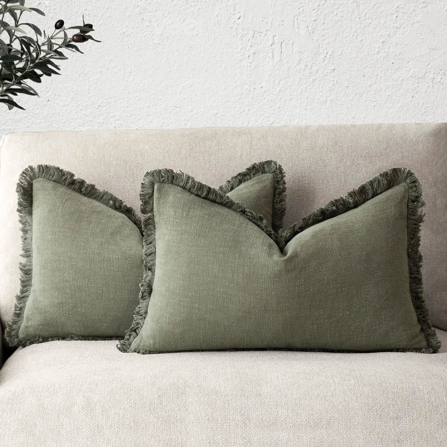 Decorative Linen Fringe Pillow Covers
