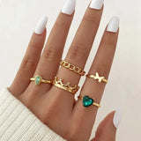 Y2K Gemstone Soft Heart Rings