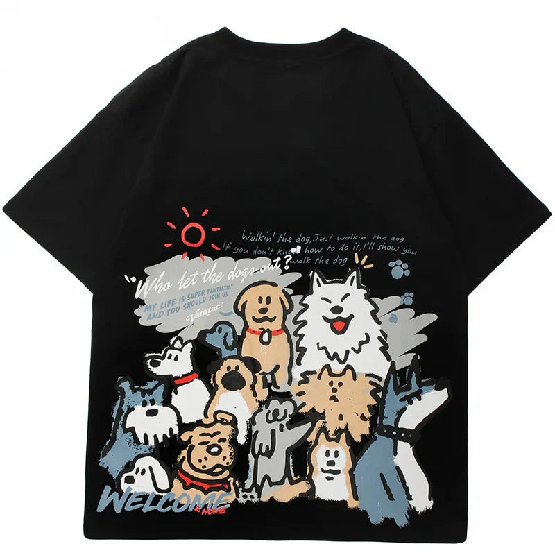 Lustiges Hip-Hop-Cartoon-Hunde-T-Shirt