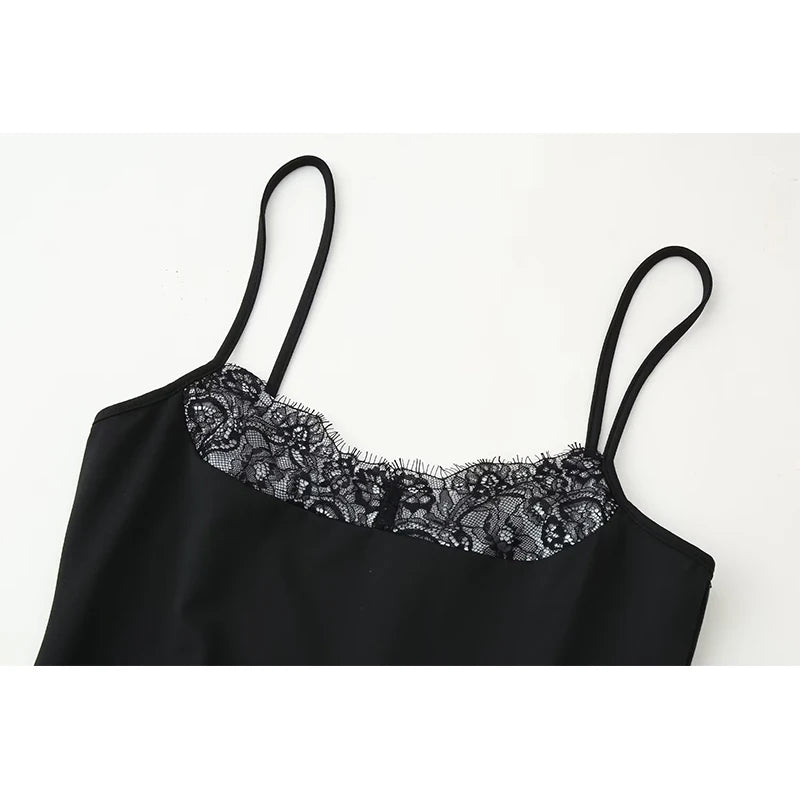 Sexy Summer Mini  Dress Lace Black Patchwork