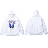 Sudadera con Capucha Oversize con Mariposa Negra Lavada