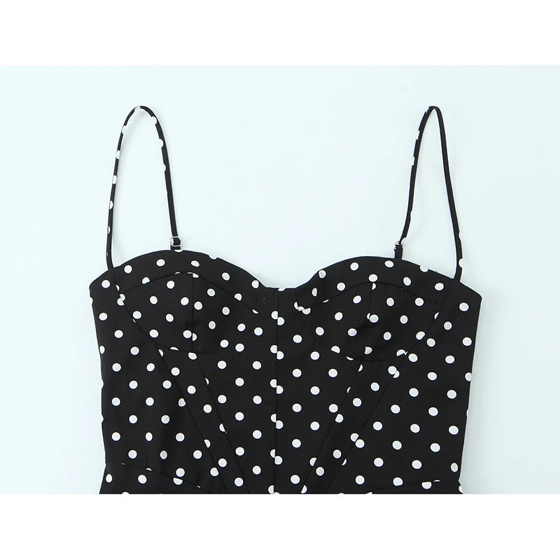 Polka Dot Sweetheart Neck Bodycon Mini Dress