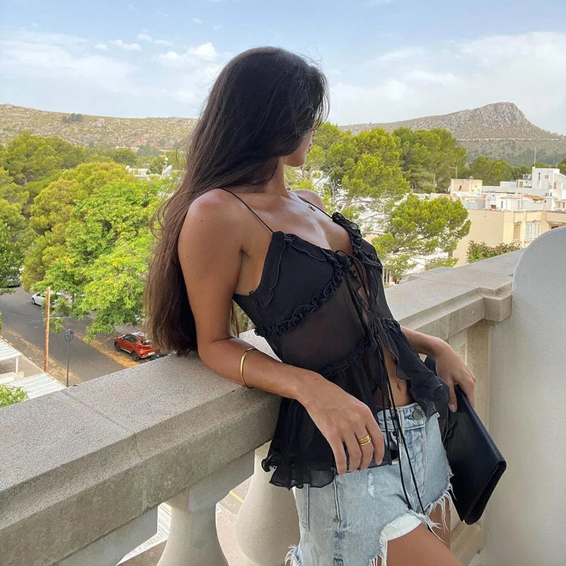 Sheer Open Chiffon Top