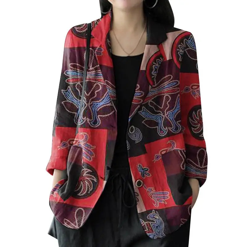 Vintage Long Sleeve Printed Coats