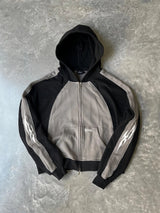 Y2K Striped Color Zip-up Gray Hoodie