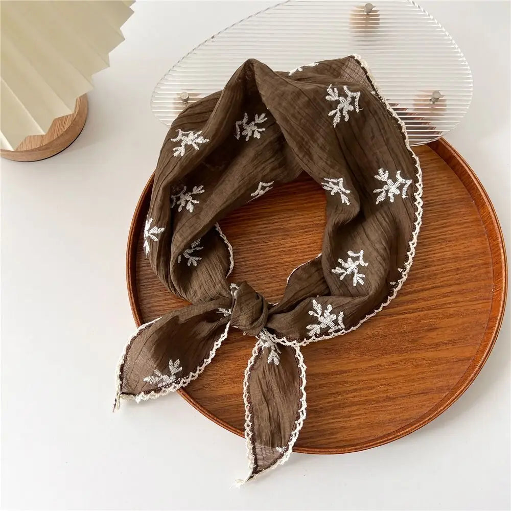 Floral Lace Triangular Head Scarf