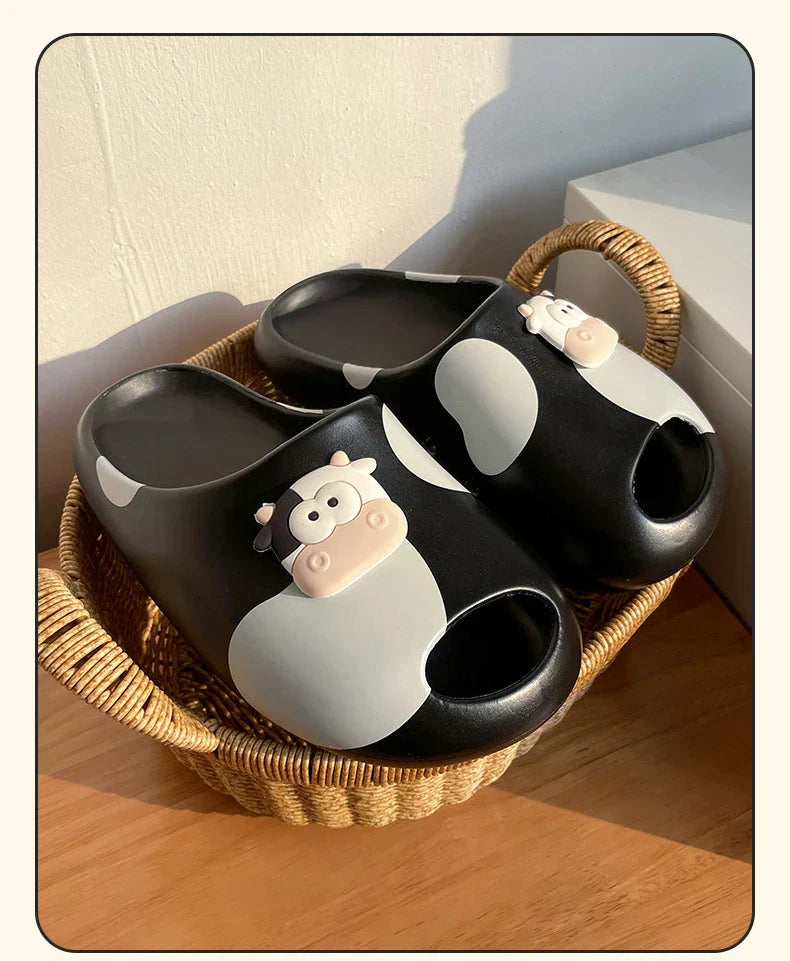 Cute Cow Cartoon Comfy Slippers