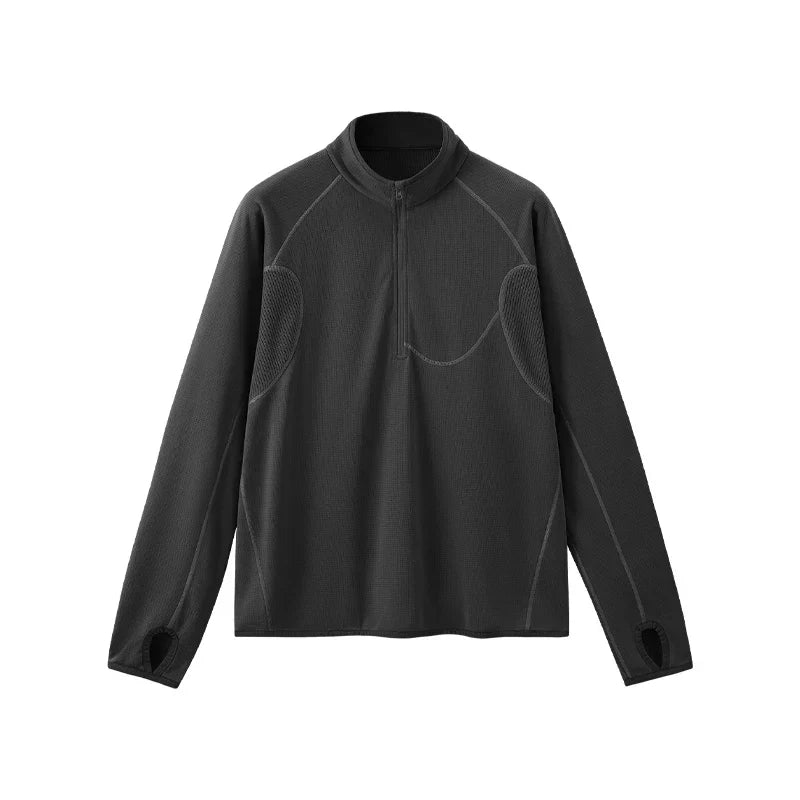 Sudadera con capucha y media cremallera, ligera y transpirable