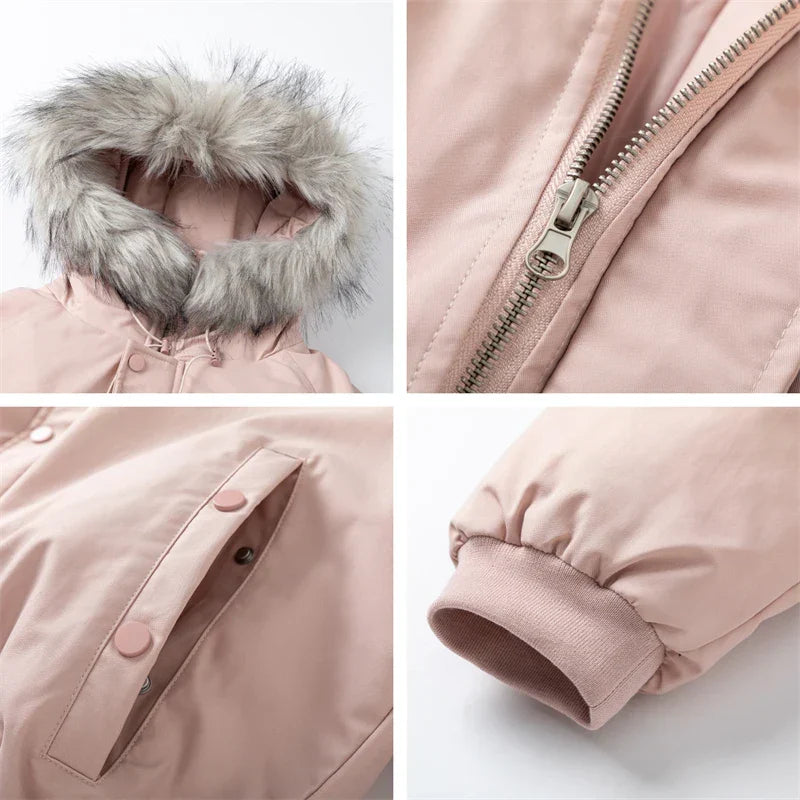 Gefütterte Pufferjacke aus Kunstfell