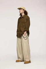 Wide Leg Japanese Thick Cargo Pants