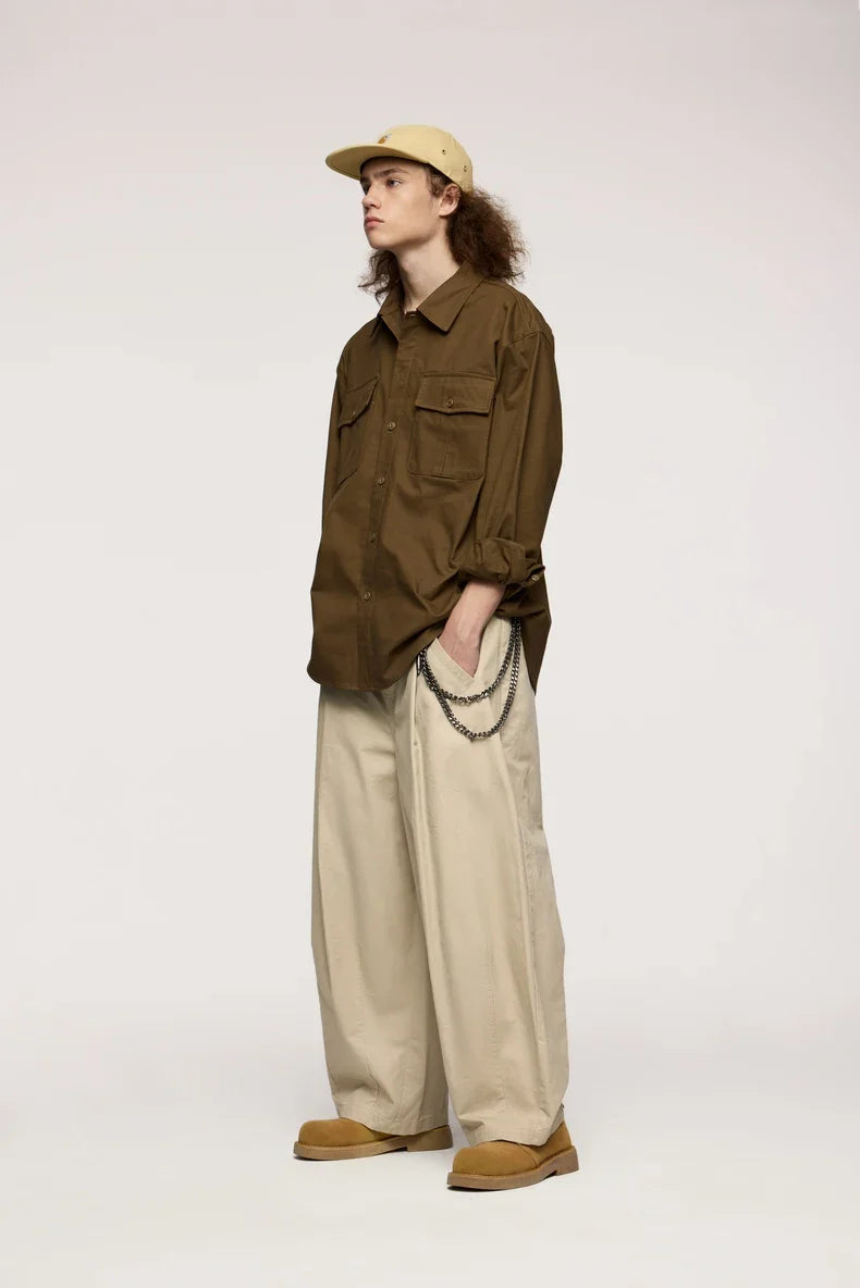 Wide Leg Japanese Thick Cargo Pants