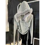 Y2k Faux Fur Patchwork Hoodie