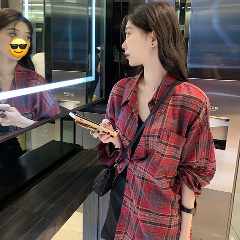Summer Plaid Women's Oversized Shirt
