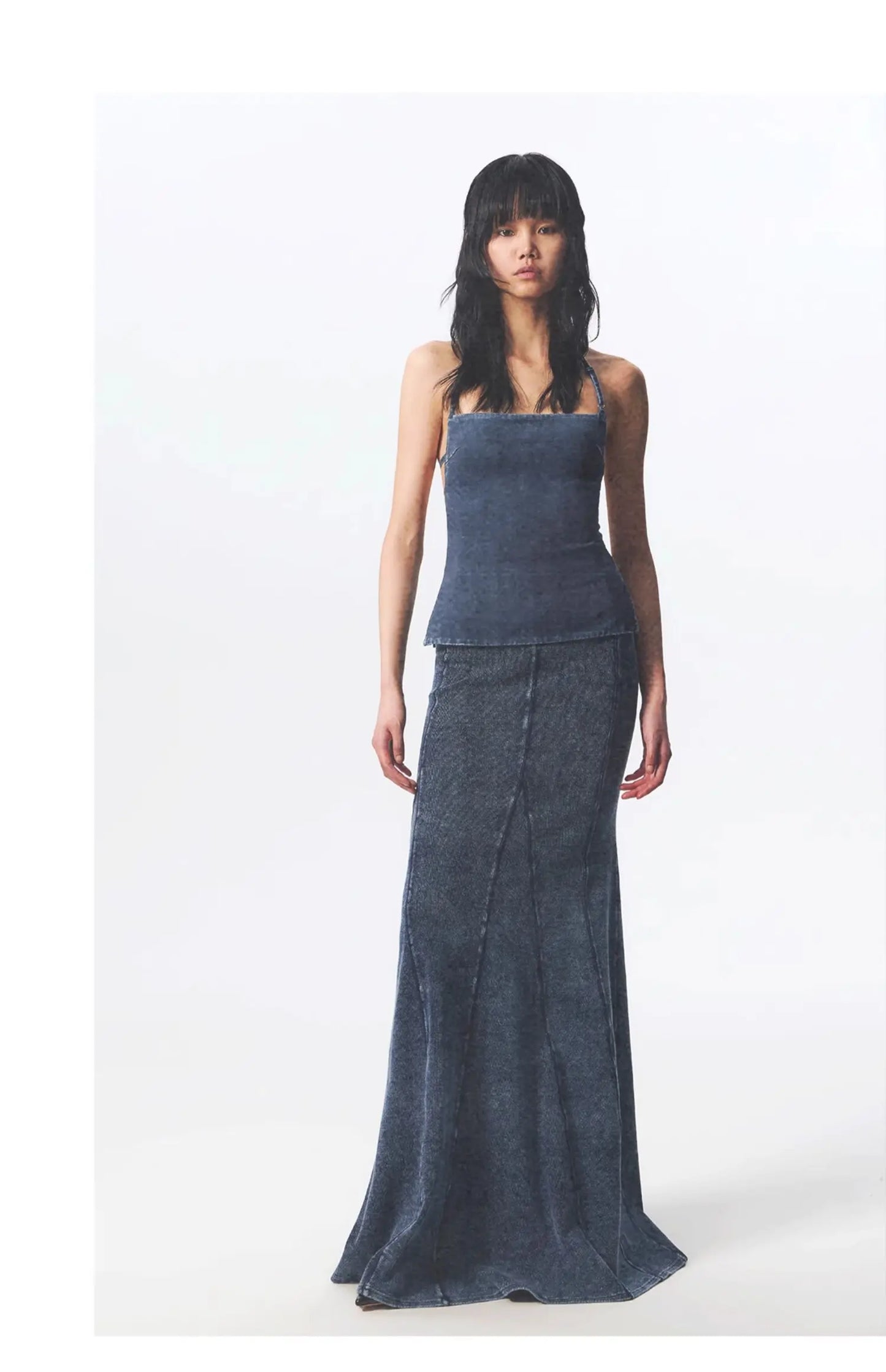 Denim Blue Halter Korean Top