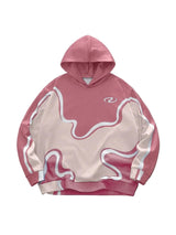 Sudadera con capucha abstracta con estampado de ondas Y2K