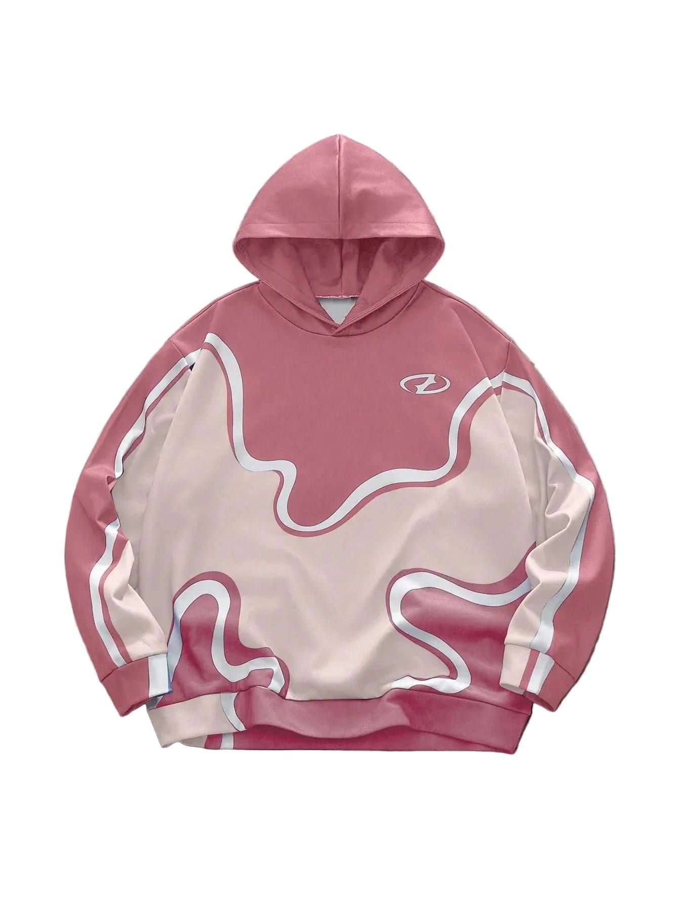 Sudadera con capucha abstracta con estampado de ondas Y2K