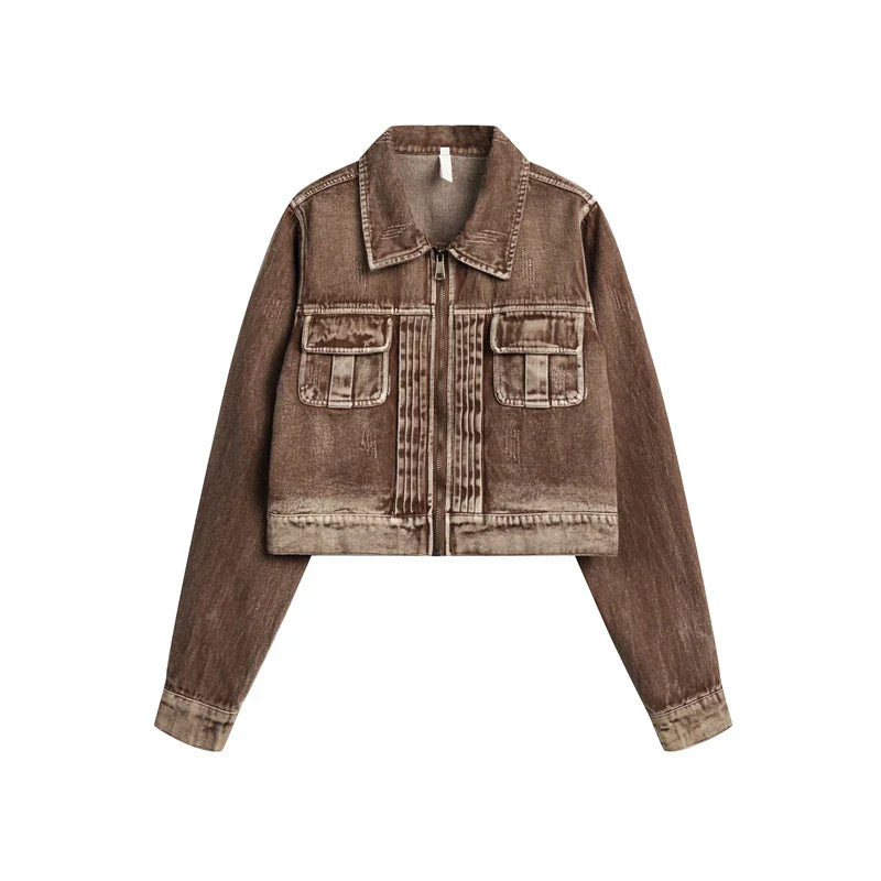 Cropped Vintage Chic Women's Denim Jacket