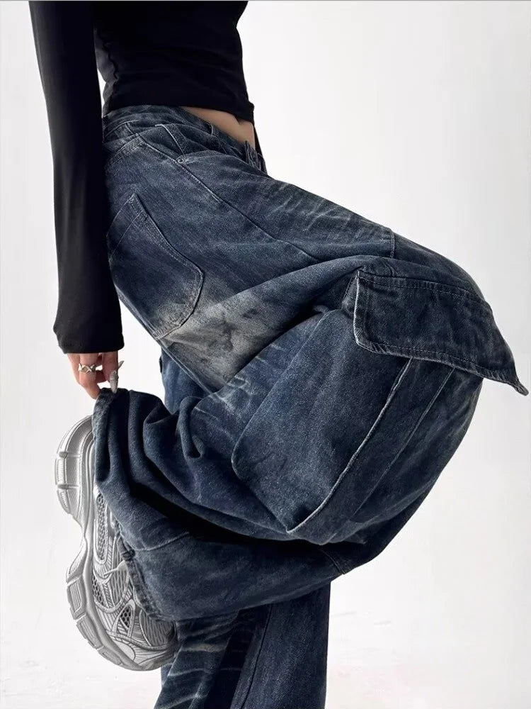 Y2K Dark Distressed Baggy Jeans