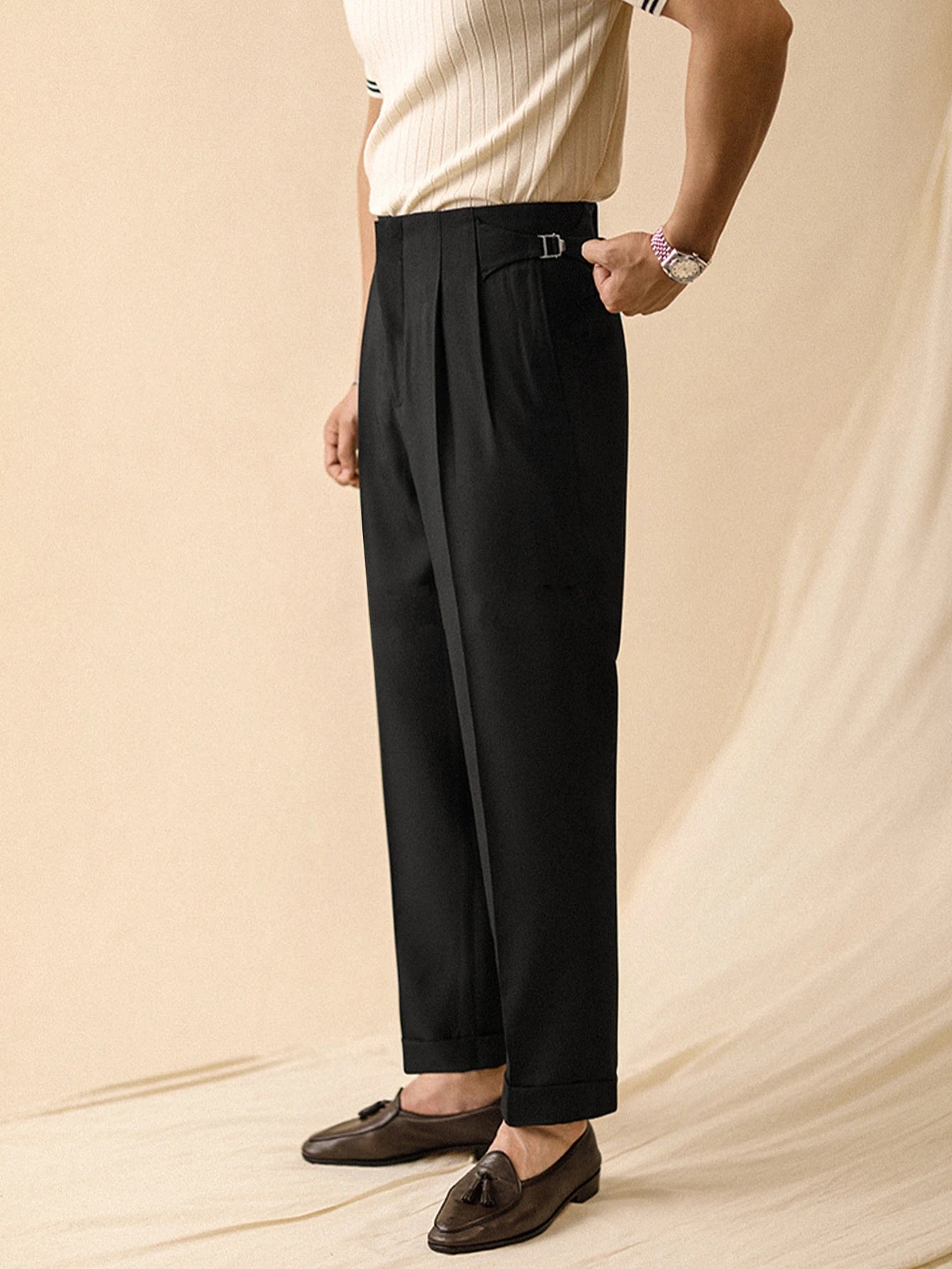 Elegant Italian Neapolitan High Waist Wide Pants