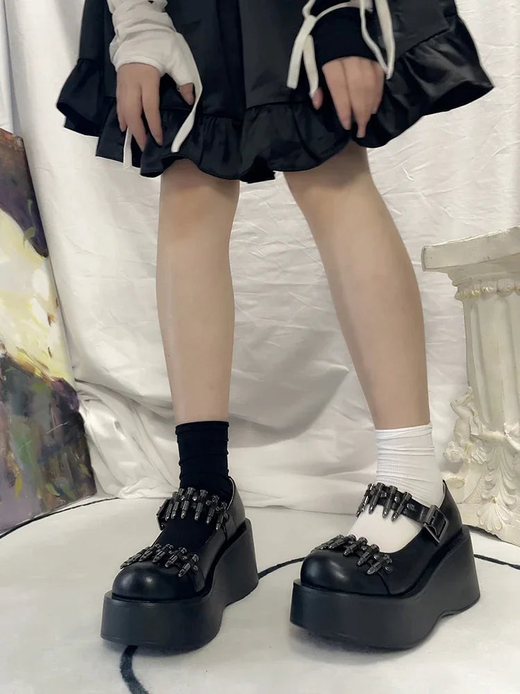 Nieten Schnalle Punk Party Plateau Schuhe