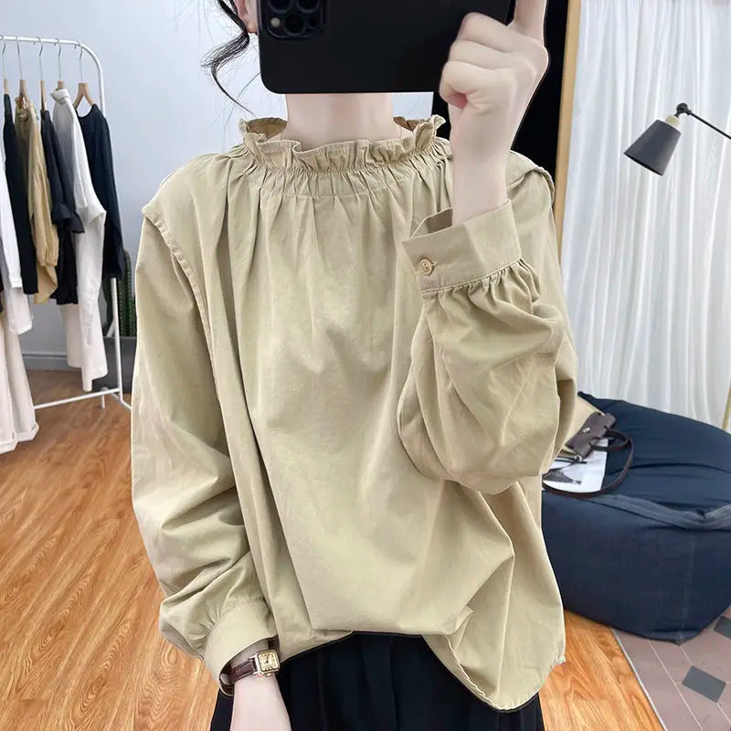 Coquette Core Bluse mit Rüschenkragen und Puffärmeln