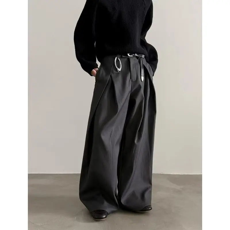 Korean Style Wide Leg Black Pants