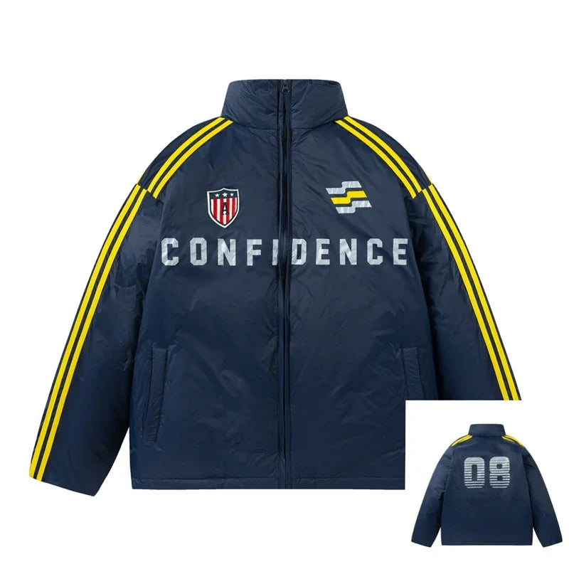 Sports Style Striped Puffer Jacket