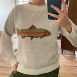 Y2K Damen Pullover mit Fisch-Print