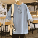 Cat Printed Oversized Korean T-Shirt
