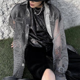 Vintage Oversized Mesh Casual Shirt