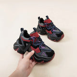 Chunky Leather Plush Color Block Sneakers