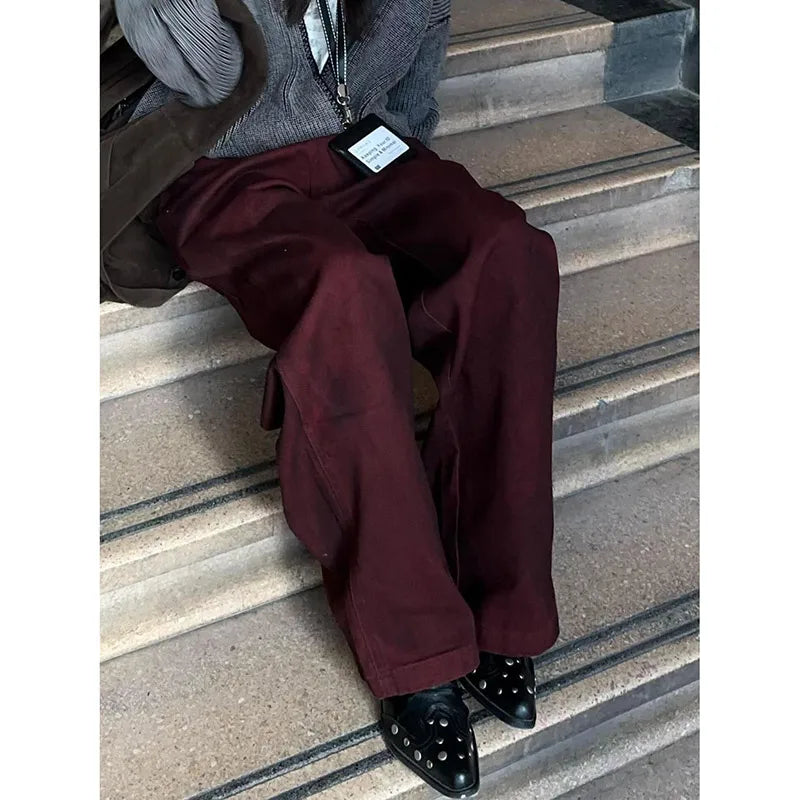 Burgundy Low Waist Jeans
