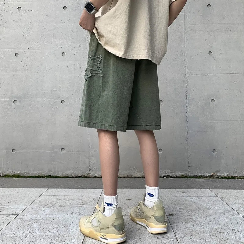 Y2K Drawstring Star Embroidered Shorts