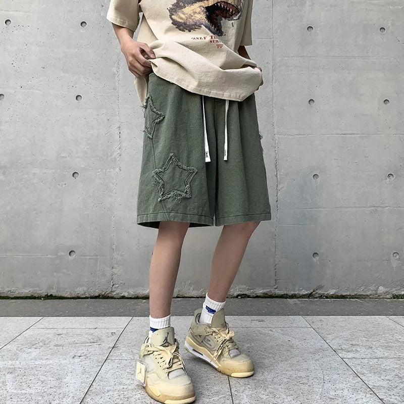 Y2K Drawstring Star Embroidered Shorts