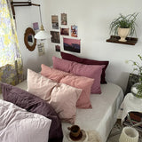 Solid Color Simple Striped Pillowcase
