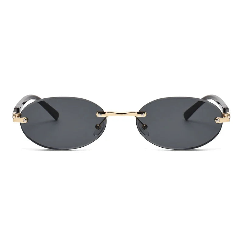 Luxury Oval Frame Metal Sunglasses