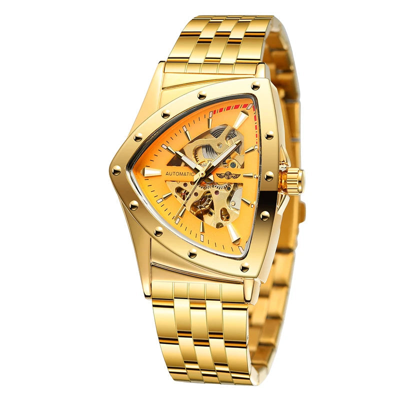 Triangle Skeleton Stainless Steel Watch