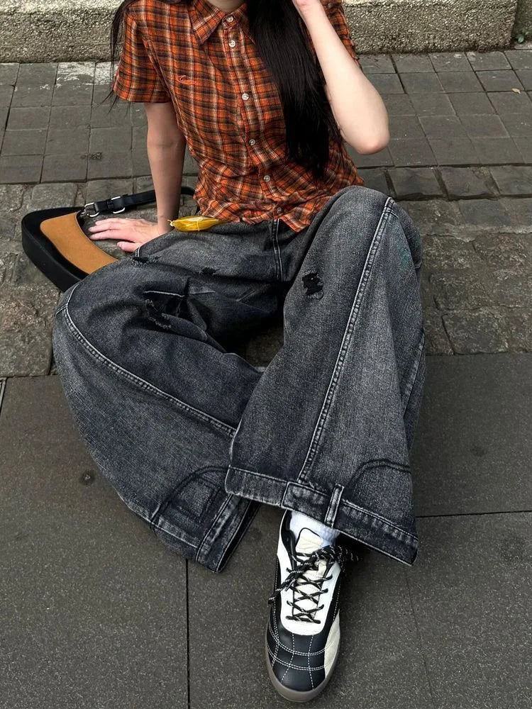 Edgy Streetwear Wide Leg Jeans