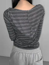 Casual Striped Long-sleeved Hoodie