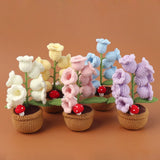 Vintage Handmade Potted Knitted Flowers